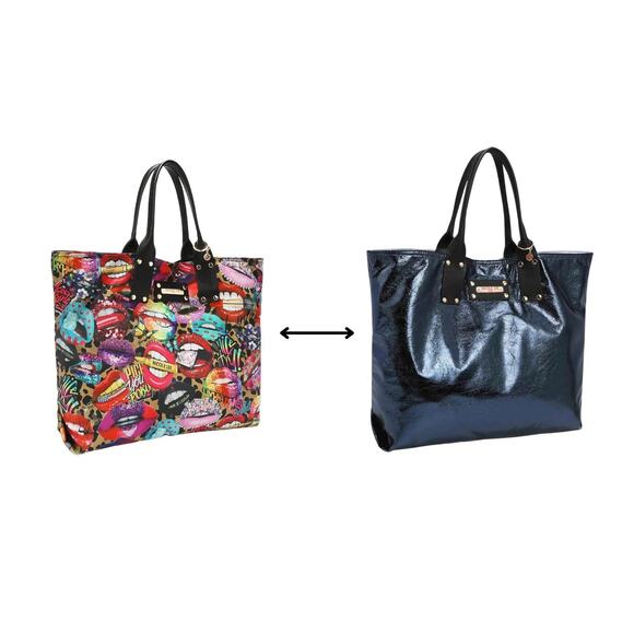 Nicole Lee USA Alessandra Vegan Leather Handle Zip Pocket Reversible Shopper Bag - Picture 8 of 9